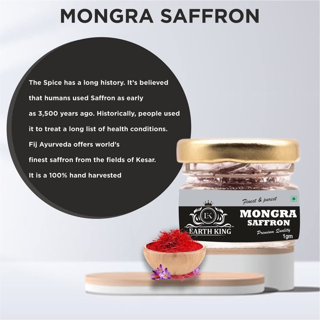 EARTH KING Natural & Finest Grade A++ Mongra Saffron Thread Kesar/Keshar/Zafran/Jafran for Pregnant Women � 2GM (Combo Pack) view 2
