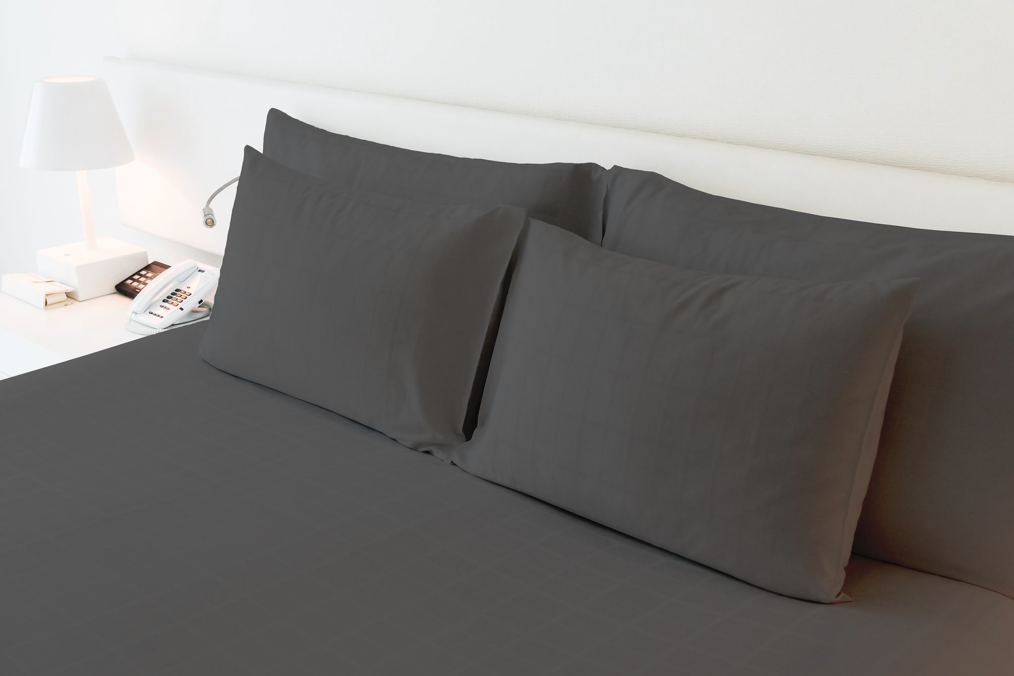 ChannStudio Bedsheet Collection 400 TC Cotton King Size 78"x72" with 2 Pillow Covers (Dark grey) view 2