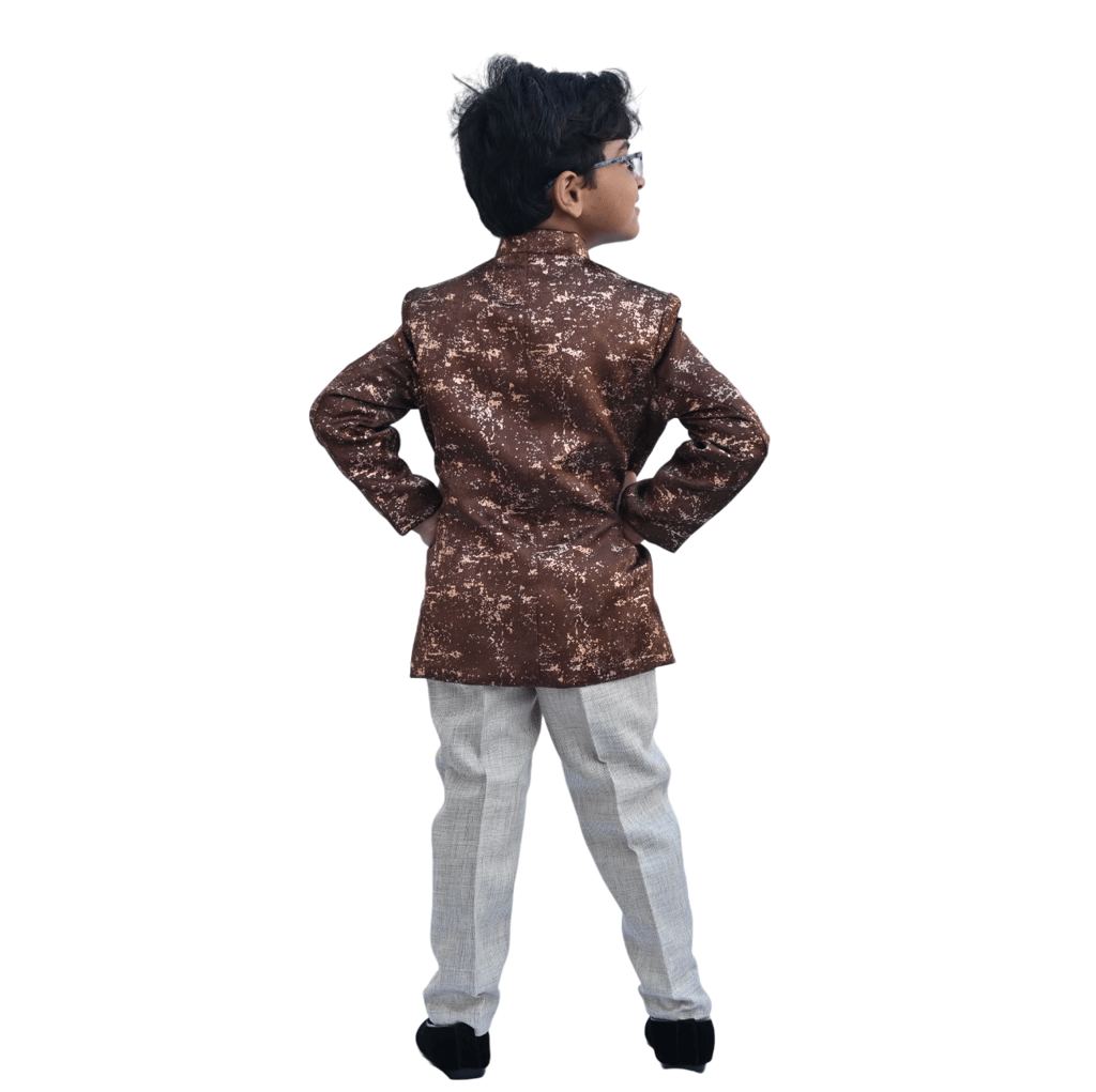 JOYHAAT Kids Boy's Jodhpuri Suit For Party/Wedding/Formal/Festival With Brown Color view 2