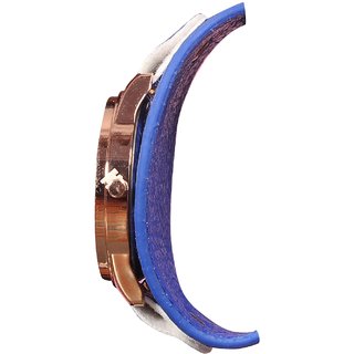 Women Blue braslate Fitting Diamond Gloden Dial Brown Belt Girls And Ladies Watches view 2