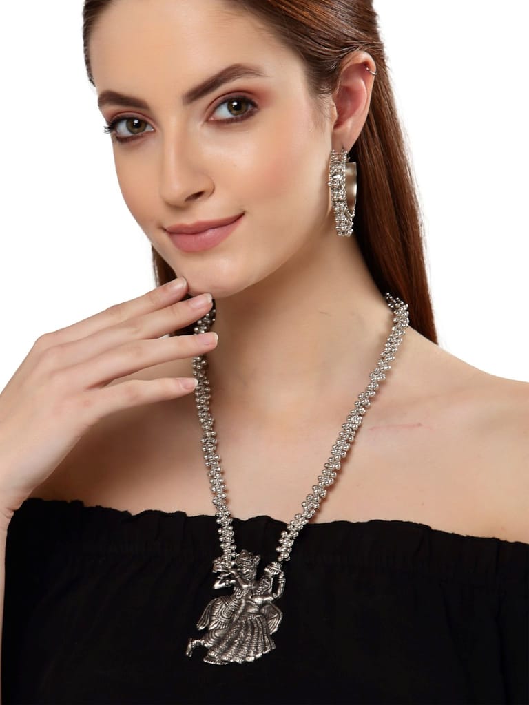 Pujvi Fashions Oxidised Big Radha Krishan Bali Necklace set view 2