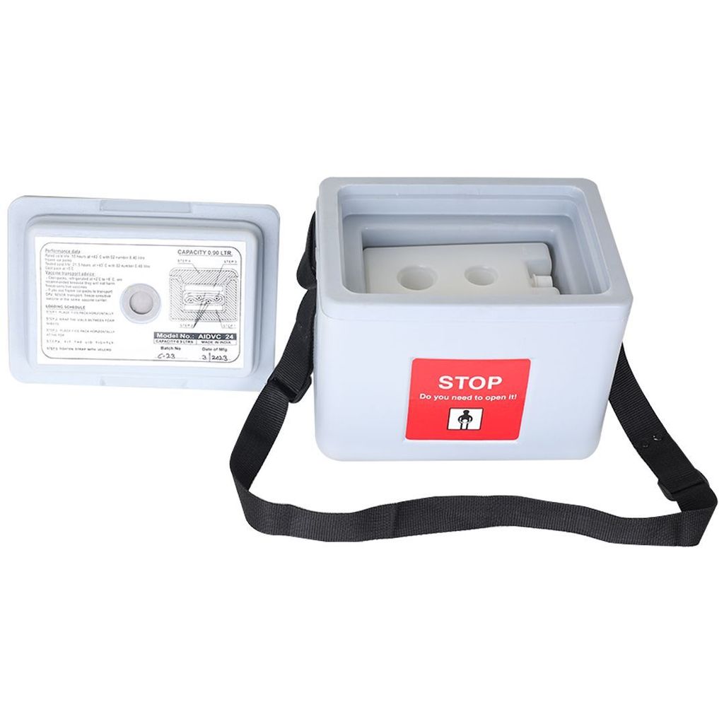 FAIRBIZPS Mini Vaccine Carrier Box with 2 Ice Pack Small Vaccine Storage Box (0.90 Ltr) Grey view 2