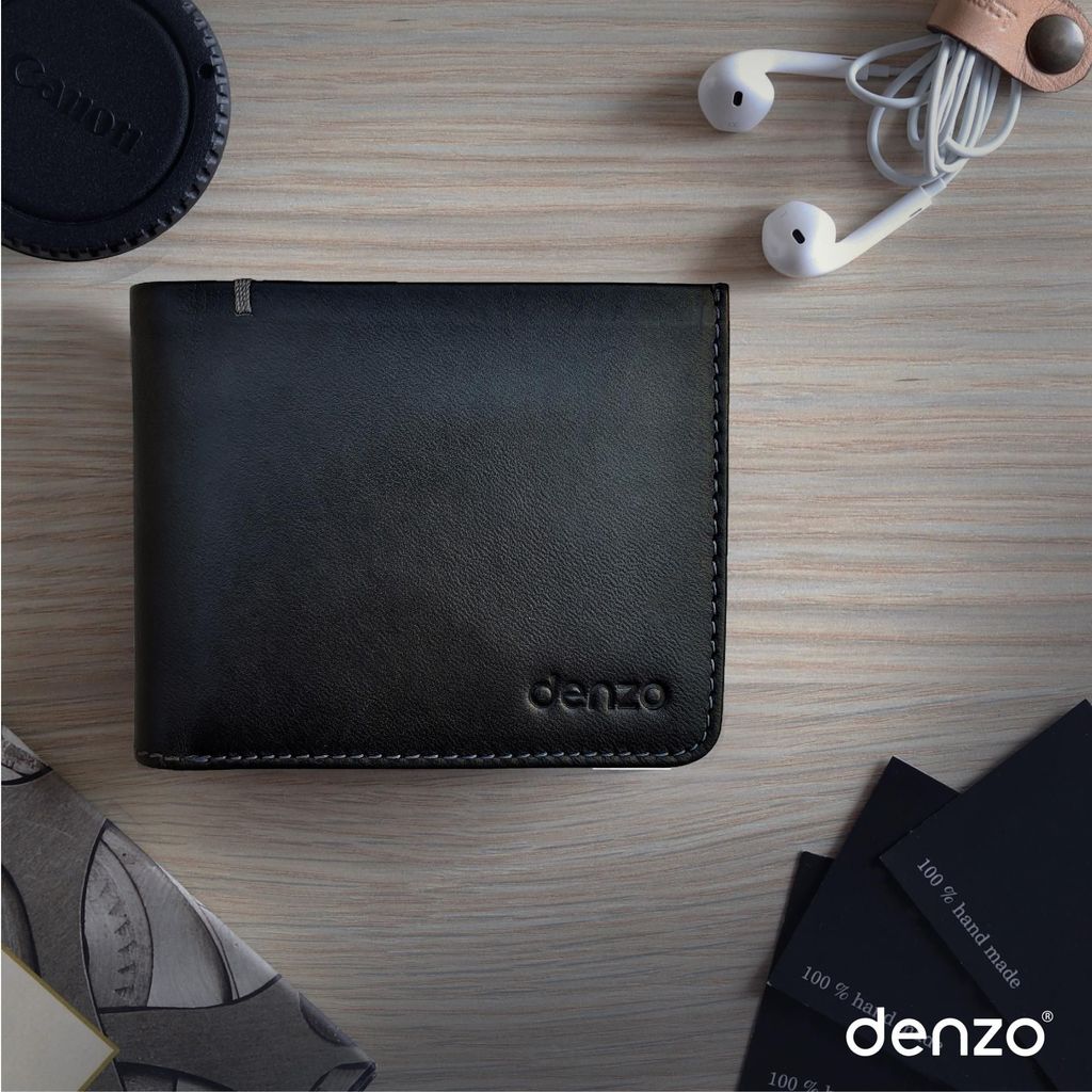 Flap Leather Wallet Black - RFID Protection and Style in One I DENZO view 2