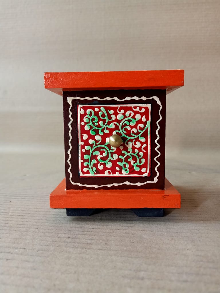 \Wooden Handpainted candle stand Shaped Colorful Multipurpose Decorative Box | jewellery store Showpiece Box view 2