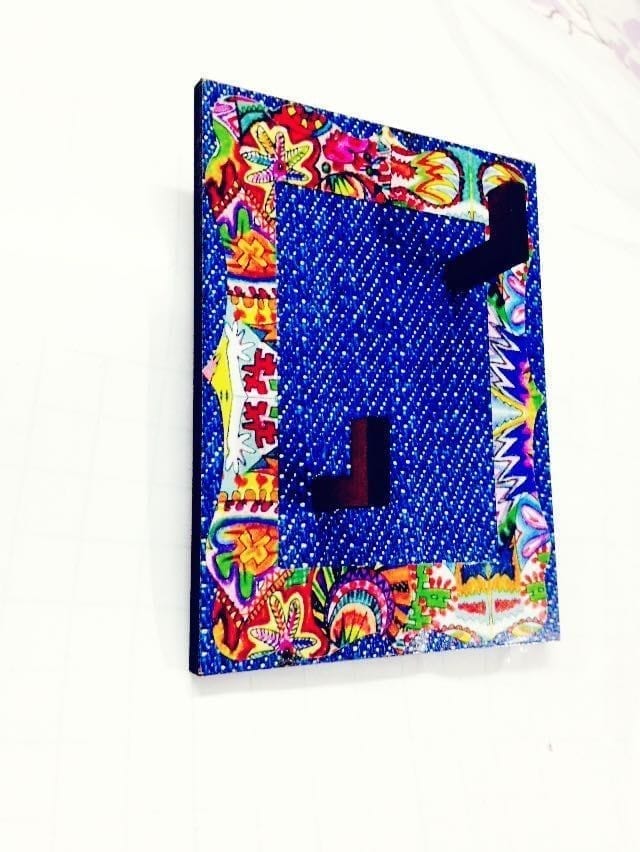 Key Holders - rectangle Denim Base With Spring fiesta Artwork Frame view 2