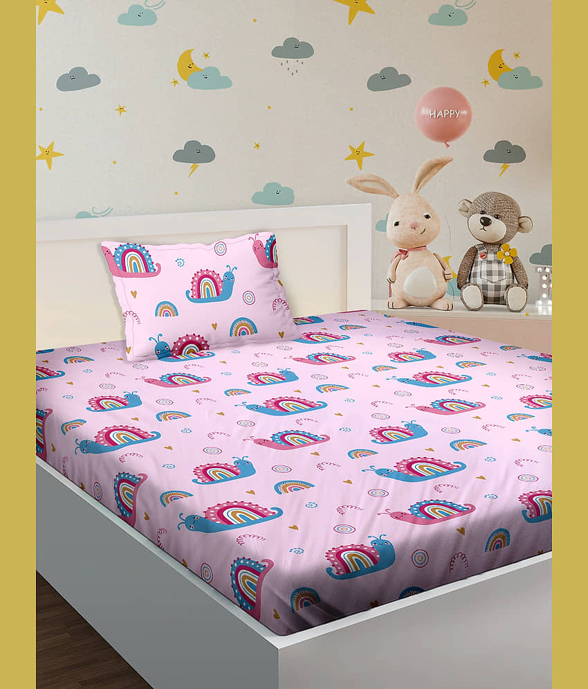 Bella Casa Cotton Single Bedsheet ( Pink ) view 2