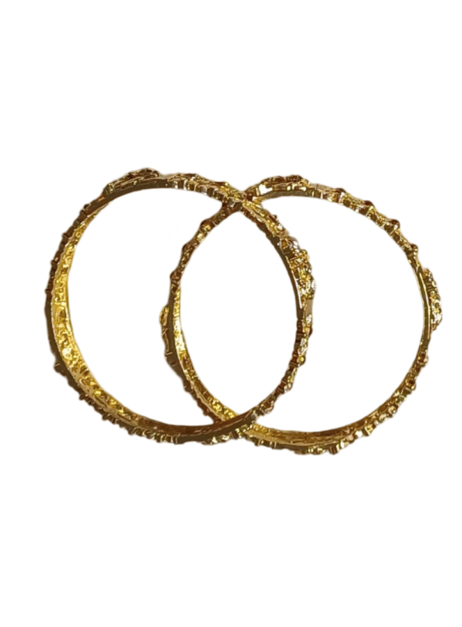 Gold Plated Bangle Set with Green Stones view 2
