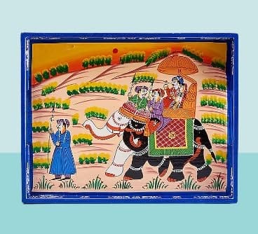 Blue Wooden Tray Set view 2