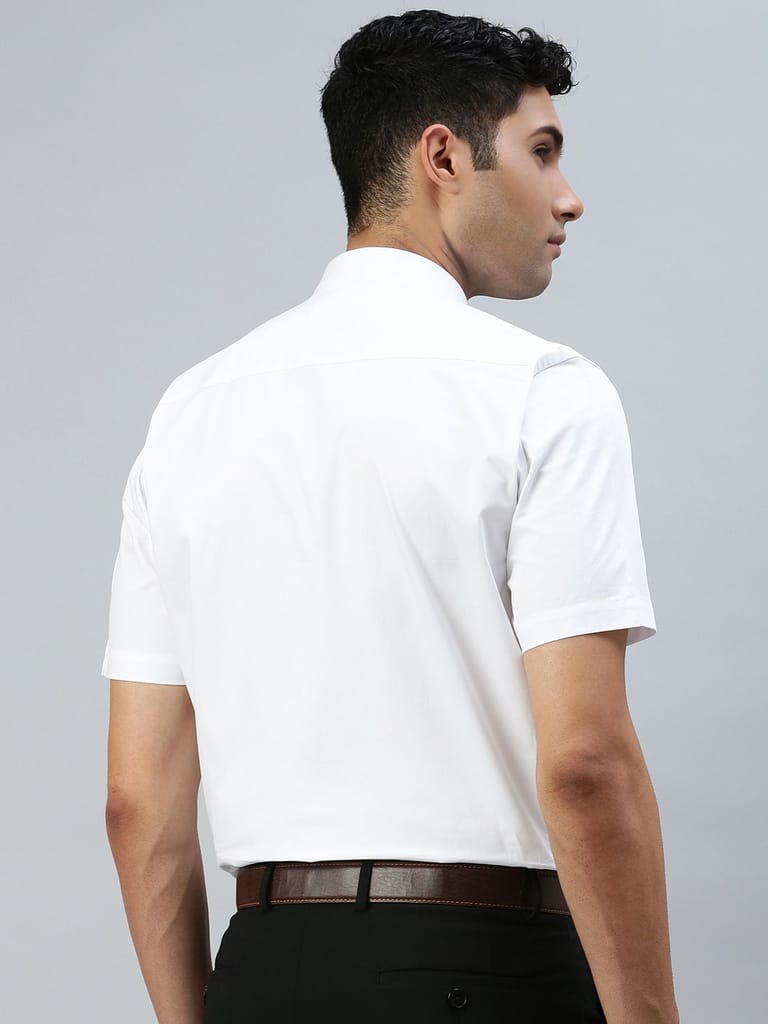 Mens Stain Proof White Shirt Half Sleeves Clean White view 2