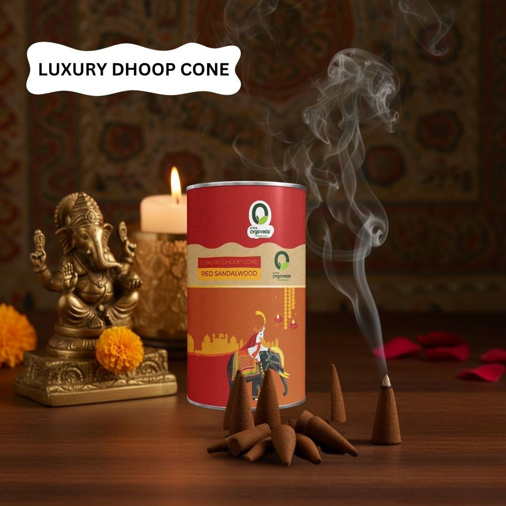 Prime Orgoveda Red Sandalwood Premium Dhoop Cones | 100% Natural Hand Crafted, Long Lasting Incense Cones (Pack of 40 Cones) view 2