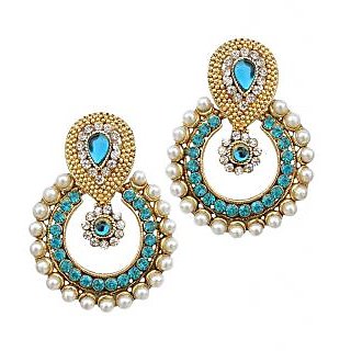 Women Jewellery Royal Designer Gold Plated And AD Color Pearl Traditional Earrings view 2