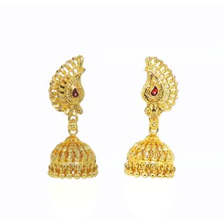 Traditional 1gm gold and micron plated jhumkis view 2