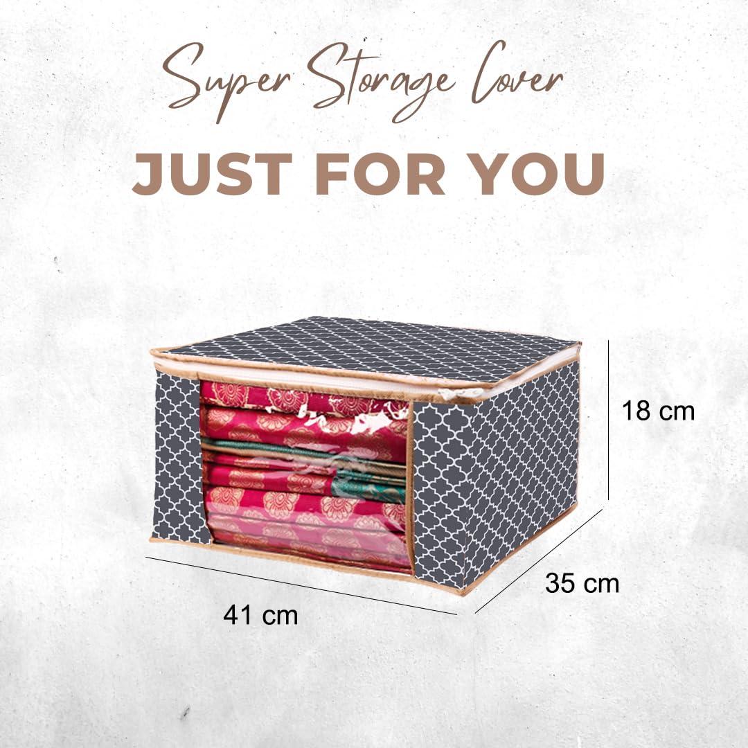 Panchhi Store Clothes Organiser for Wardrobe Storage Box for Clothes Non Woven Almirah Organizer for Clothes Cloth Storage Box with Window & Zip Storage Organizer for Lehenga, Suit, Dress Saree 10 Pcs view 2