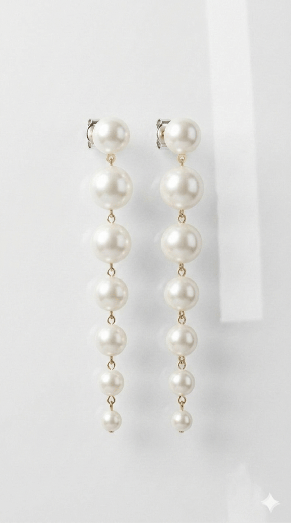 Elegant Multi-Tiered Graduated Pearl Linear Drop Statement Earrings for Women