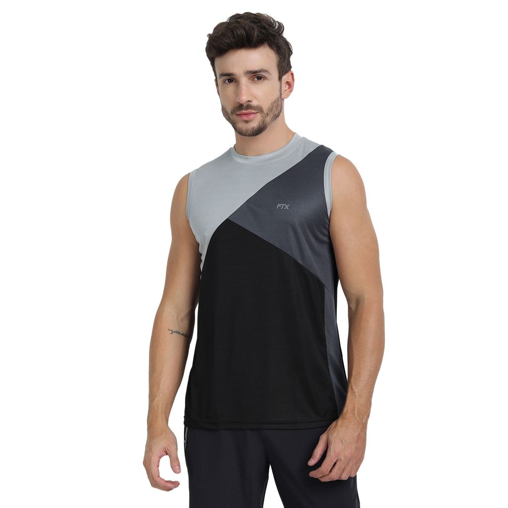 FTX Men Colorblock Round Neck Sleeveless Tshirt