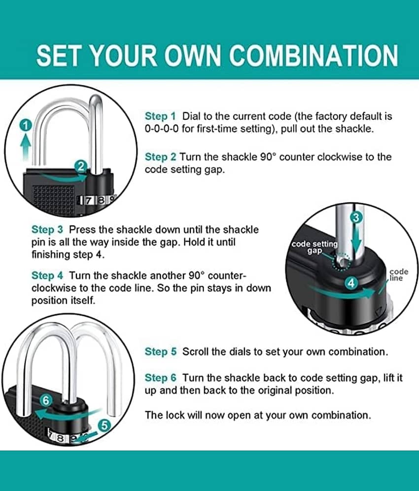 QitmirMKT Combination Lock For Safety Assorted Safety Lock ( Pack of 1 ) view 2