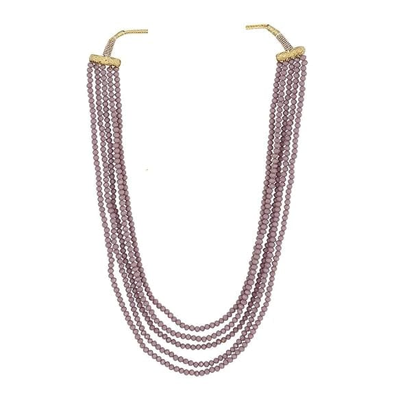Manbhar Gems - Semi Precious Crystal Gemstone Beads 5 Five Layer Necklace For Girl and Women Round purple Faceted Beaded Mala Fashion Jewellery purple colour view 2