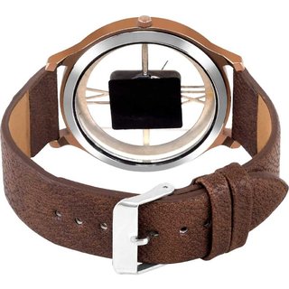 HRV Men's Round Dial Brown Strap Analog Watch view 2