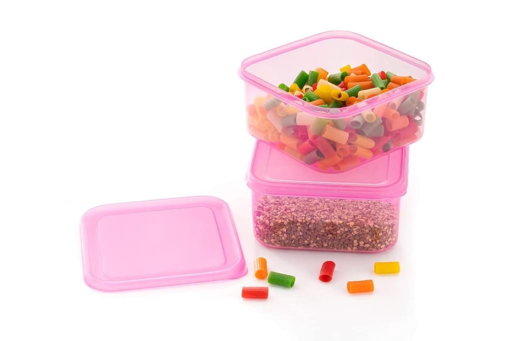 HAPPI Multipurpose Plastic 3 Pcs Masala Box for Kitchen, Spice Boxes for Kitchen, Transparent Fridge Storage Containers Airtight Grocery,Cereal,Vegetable Fruits Dabba 1500 Ml (Pack of 3 - Pink) view 2