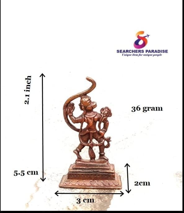 Searchers Paradise - Copper Idols Hanuman, 2.1 inches, Copper Handmade 36 Grams, Patina Antique Finish, Pack of 1 Piece view 2