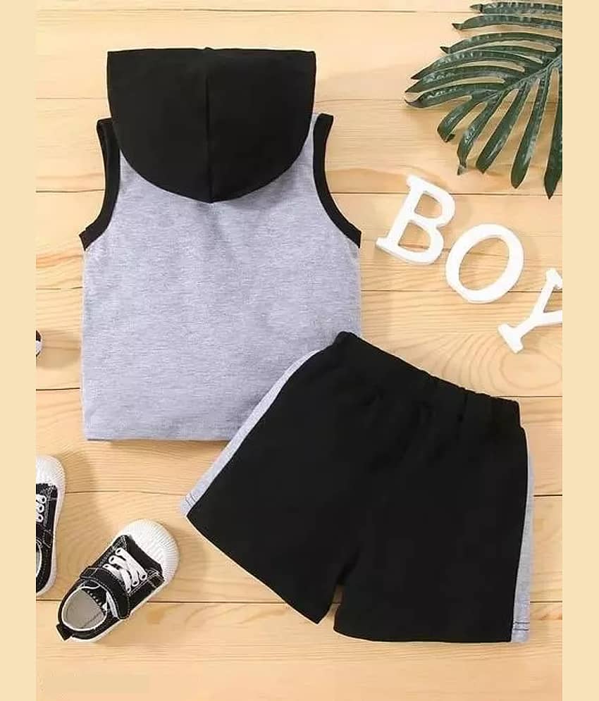 CUTEVIBE Pack of 1 Boys Cotton Blend T-Shirt & Shorts Set ( Grey Melange ) view 2