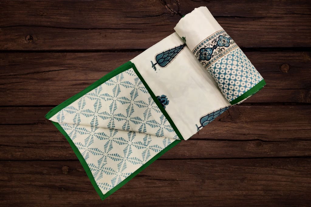 Cotton Blanket - Single Dohar ( 60 x 90 Inches) Dark Blue Palm view 2