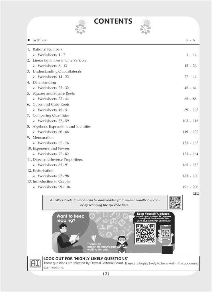 Oswaal NCERT & CBSE One For All Workbook For Class 8 | Mathematics | Science | Social Science | English | Hindi | Sanskrit | Updated As Per NCF | MCQ's | VSA | SA | LA | Set Of 6 Books | For Latest Exam Oswaal Editorial Board view 2