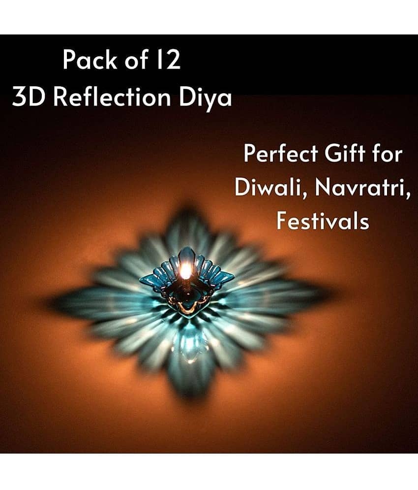 DHSMART Multicolor 3D Reflection Diya Mold Cleaner Block Diwali Decoration Items for Home Decor Reusable 12 no.s Pack of 10 view 2