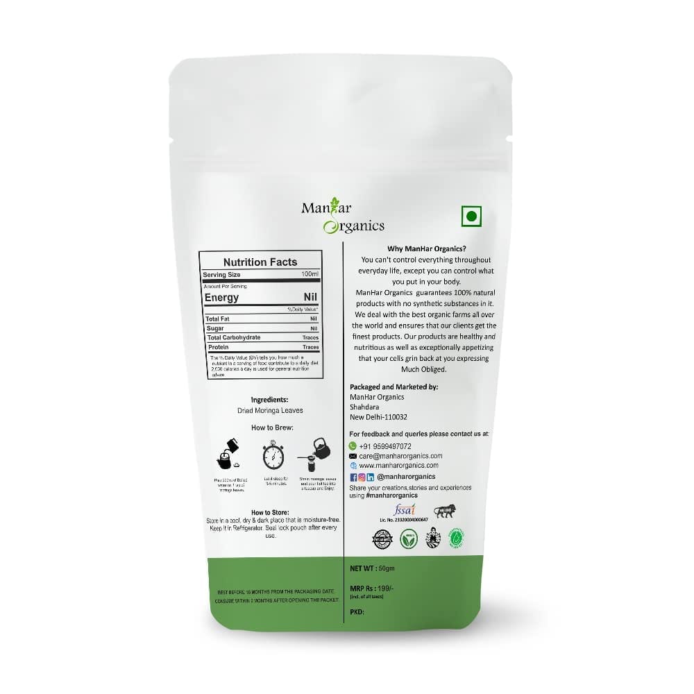ManHar Organic - Moringa Leaves 100gm | whole drumstick dried leaves | Immunity Booster | Natural Multi-vitamin | Anti-Oxidant | Good for Hair & Skin | Protein Rich (Moringa, 100gm) view 2