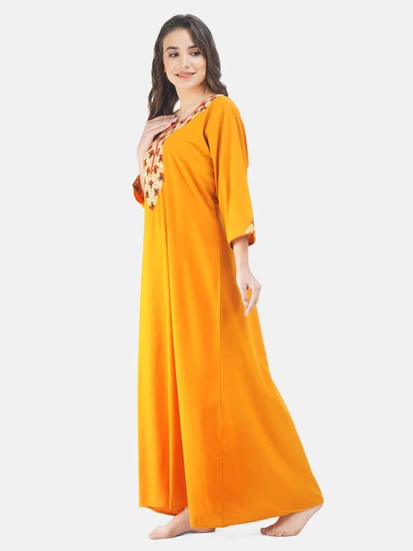 KOI SLEEPWEAR Lissybissy Cotton Flowerline Contrast Full Sleeve Night Gown view 2