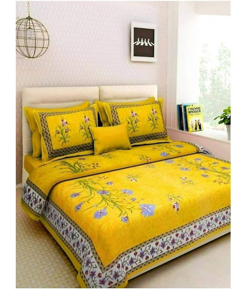 Jaipur Cotex Cotton Double Bedsheet ( Yellow ) view 2