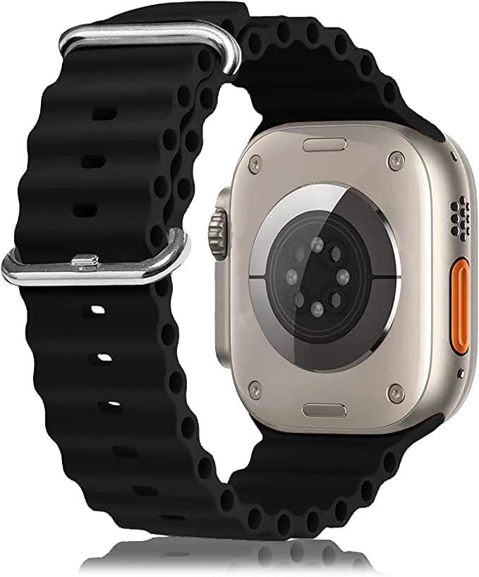 Exelent Flexible Silicone Ocean Sport Bands Compatible With Watch For Men Women Black 42 MM 44 MM 45 MM 49 MM view 2