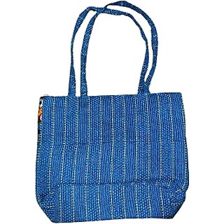 Blue Premium Beautifully Hand Crafted Multipurpose Jute Bag Multipurpose Bag For Women view 2