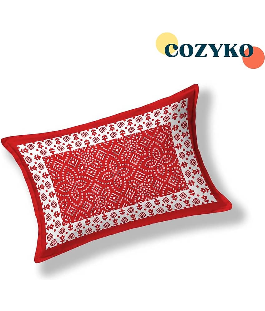 COZYKO Cotton 1 Single Bedsheet with 1 Pillow Cover ( Red ) view 2