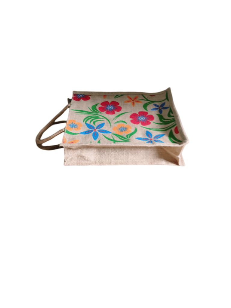 Floral Printed Jute Bag view 2