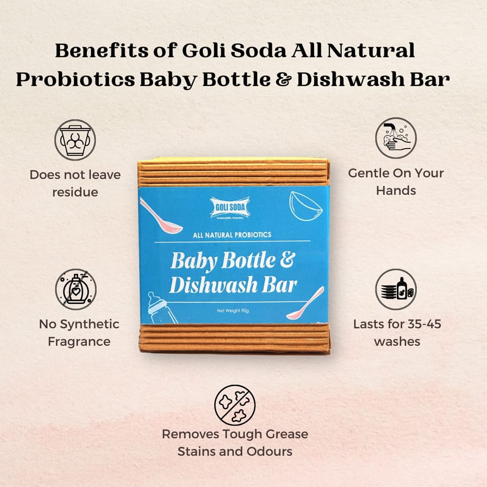 Goli Soda All Natural Probiotics Baby Bottle & Dishwash Bar - 90 Gms (Pack Of 1) view 2
