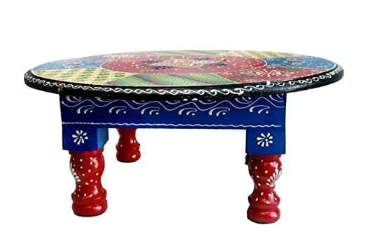 Kusum Art and Crafts Wooden hanipainted Bajot with Polish and Brass Fitted (12x12x6, Multicolour-A) view 2