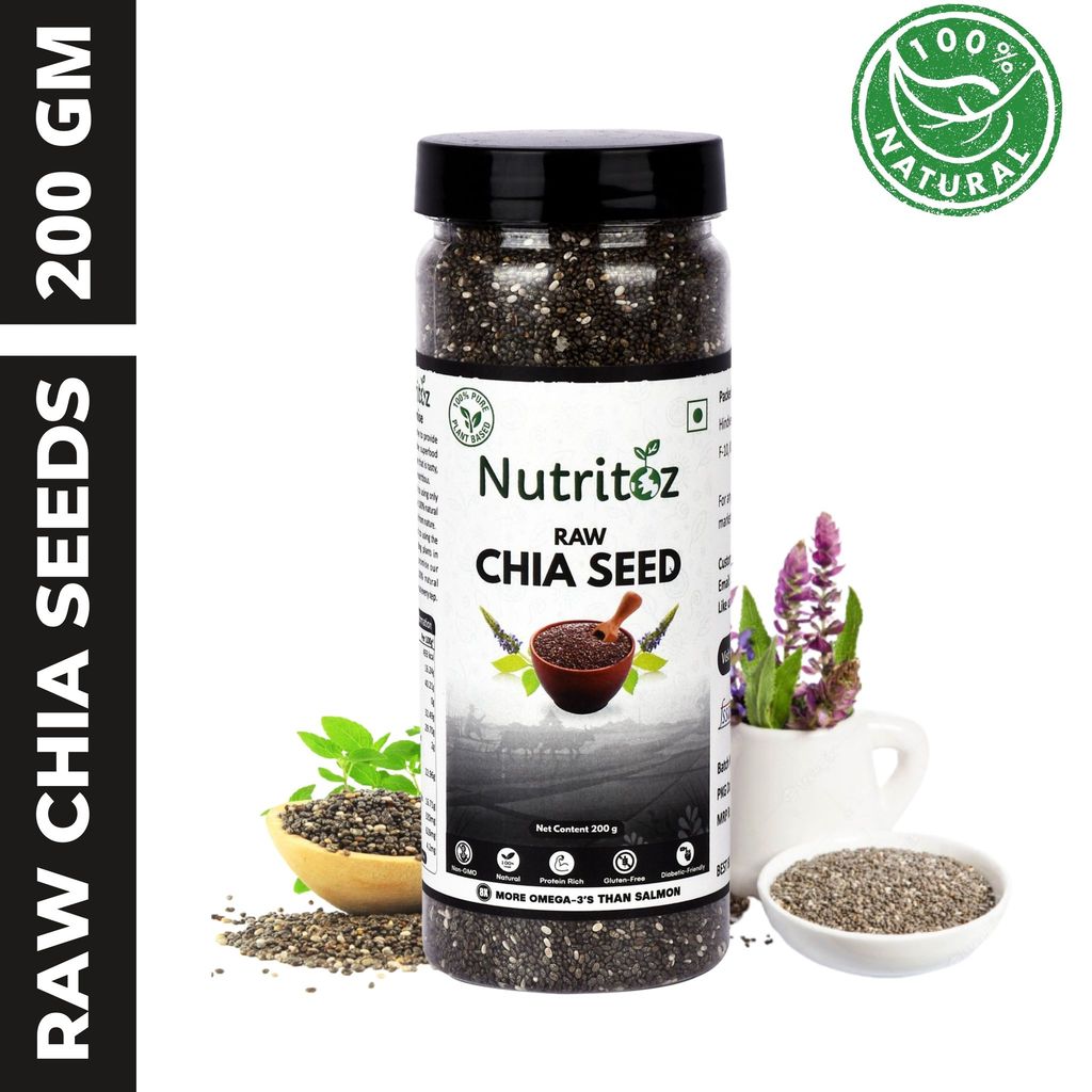 Nutritoz Raw Chia Seeds, Flax Seeds, Pumpkin Seeds, Sunflower Seeds Combo Loaded with Omega-3, Zinc, Fiber, Calcium, Protein for weight loss, Healthy Heart and Immunity seed for Eating (800 g, Pack of 4) view 2