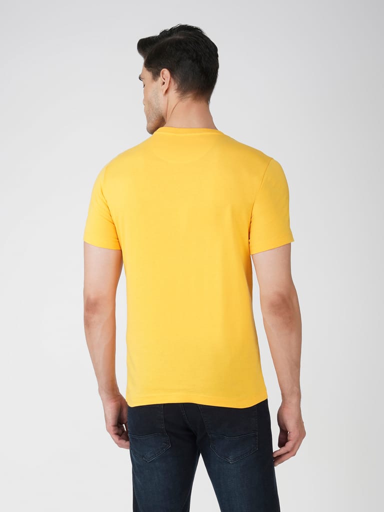 Men’s Breathable Cotton Graphic Tee for Casual Wear-Yellow view 2