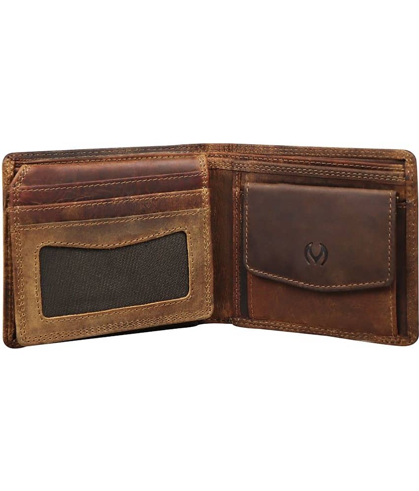 MODEWELT Brown Leather Men's Two Fold Wallet ( Pack of 1 ) view 2