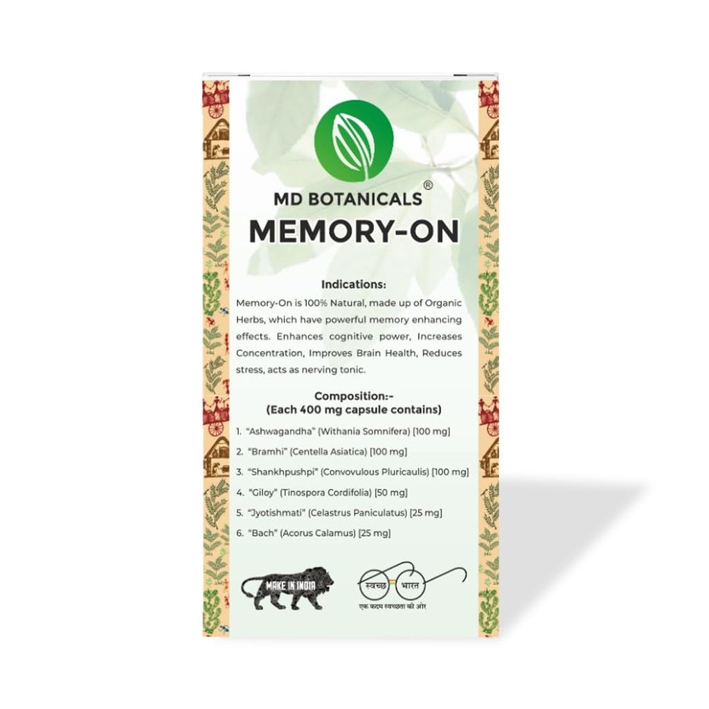 Memory On (60 Caps), Maa Danteshwari Herbal Farm's 100% Natural & Certified Organic Herbs view 2