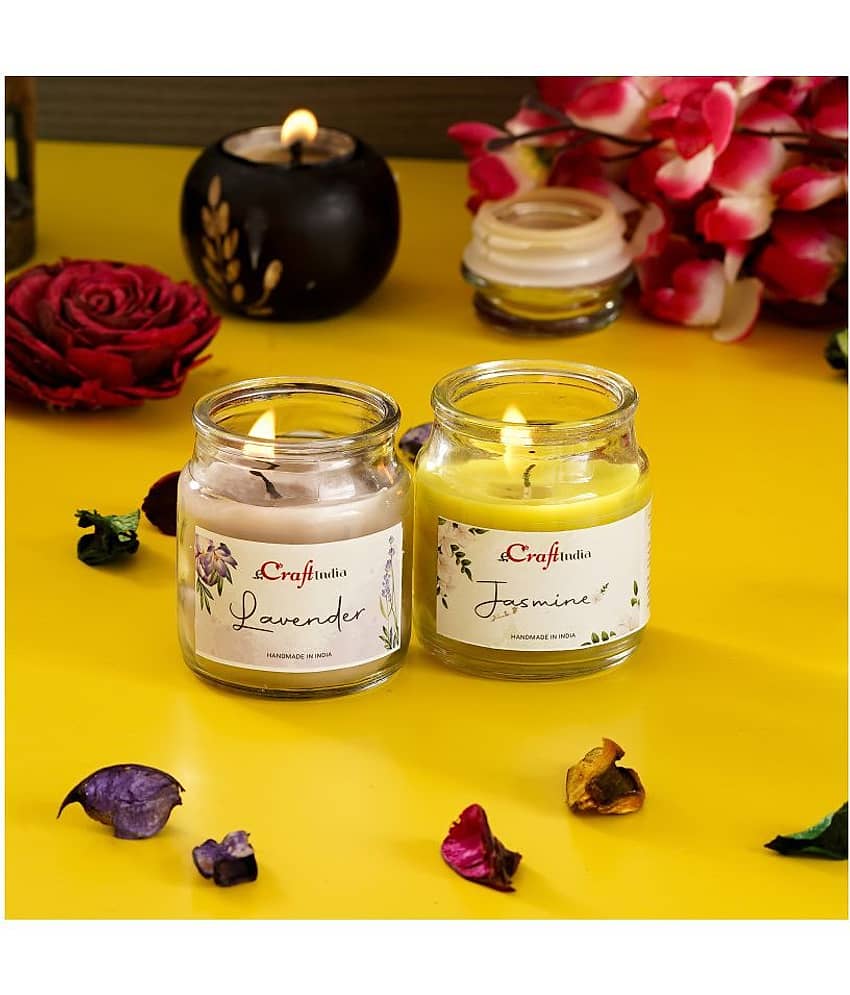 eCraftIndia Jasmine and Lavender Votive Jar Candle Scented - Pack of 2 view 2
