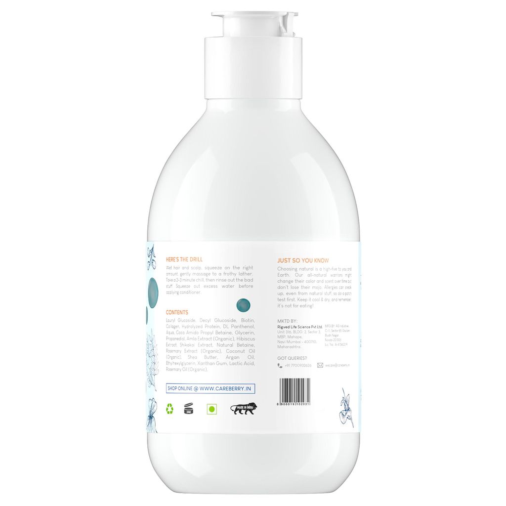 Careberry Biotin & Collagen Everyday Shampoo, Hair Growth & Hair Fall Control, Ayush Certified Ayurvedic, Sulphate & Paraben Free 300ml view 2