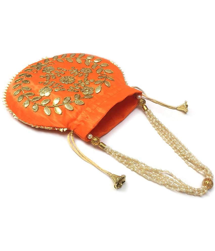 Apratim Orange Silk Potli view 2