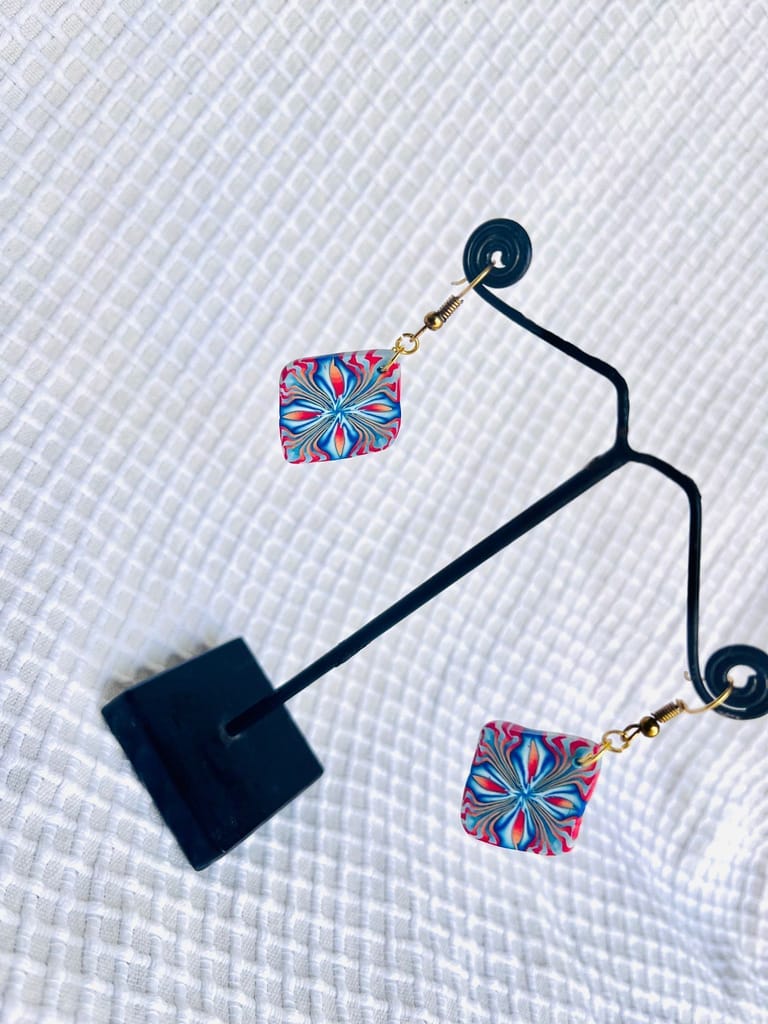 Ruby handcrafted clay earrings view 2