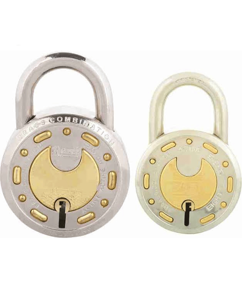 Adison ss 50 mm padlock (door lock ) with 2 keys double locking system and golden finish pack of 2 locks and get 1 free view 2