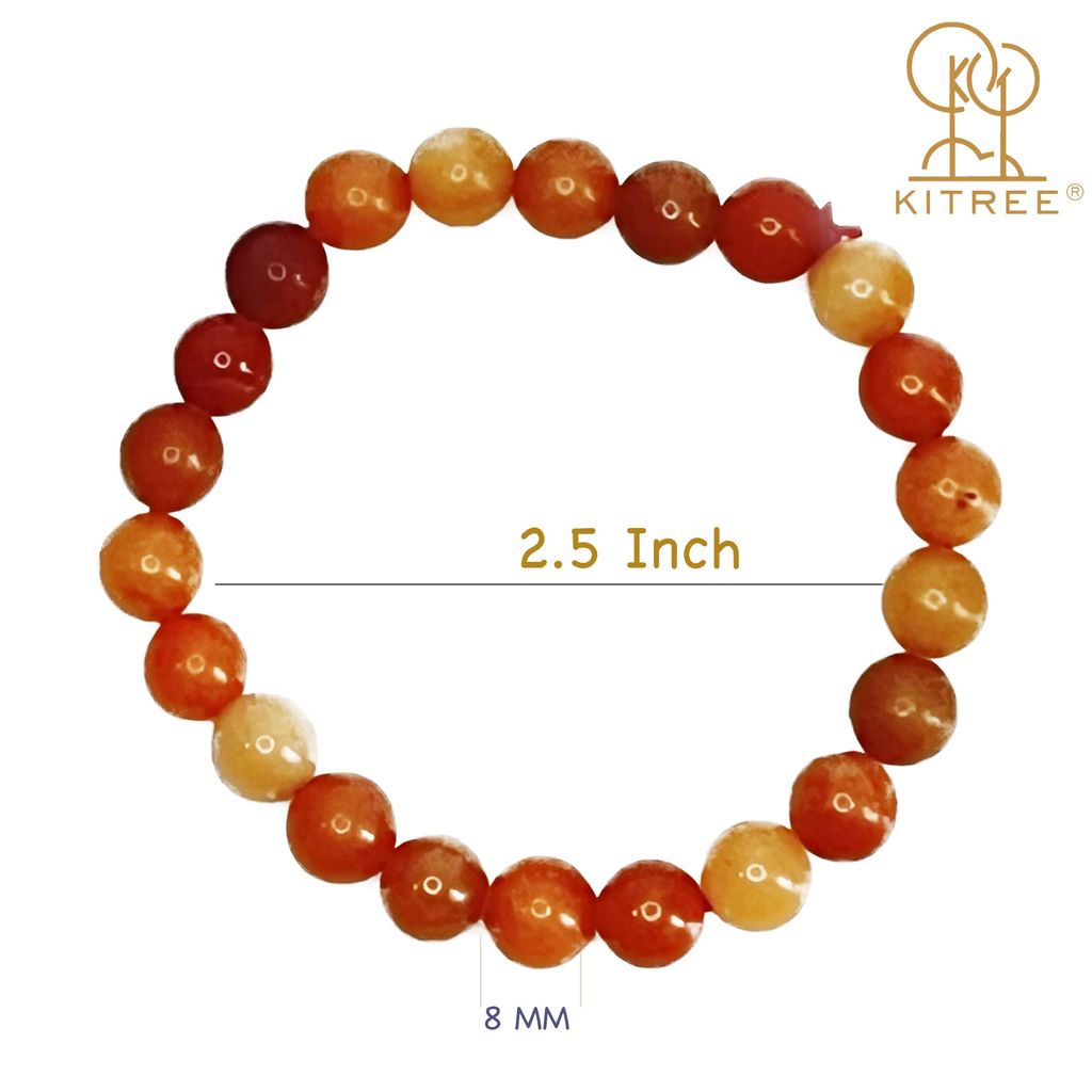 KITREE NATURAL RED AVENTURINE CRYSTAL BRACELET 8MM ROUND FOR UNISEX (COLOR RED) view 2
