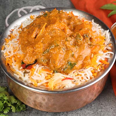 (half) veg biryani + chaap