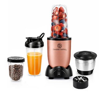 Double Safety Nutri Blender 500W with 4 Jars | Copper Finish Mixer Grinder | Smoothie Maker, Chutney & Grinding Jar | Heavy Duty Motor, Compact Design | 2-Year Warranty