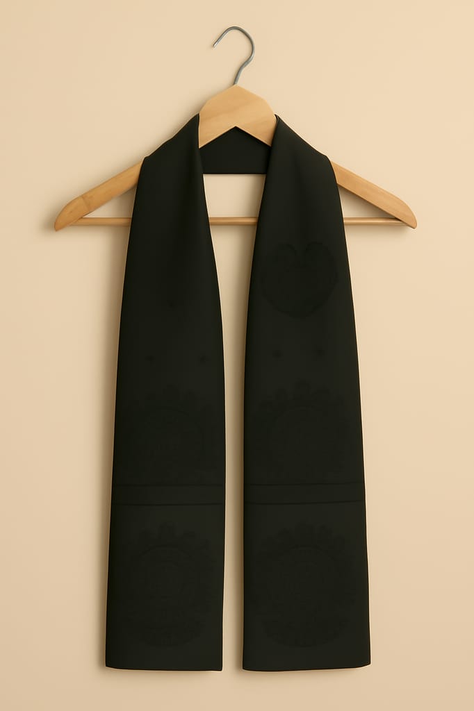 Handcrafted Madhubani Art Silk Stole – Black view 2